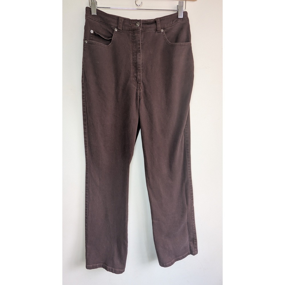Tabi Tracy Chocolate Brown Cotton Stretch Straight Leg Pants Womens Size 8 Y2K